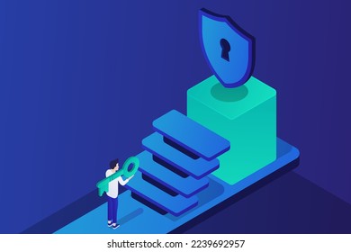 Isometric Cyber Security Shield Vectorart Illustration