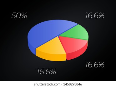 Isometric cycle diagram for infographics. Vector chart can be used for graph, report, presentation, brochure, web design. 3d pie.