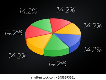 Isometric cycle diagram for infographics. Vector chart can be used for graph, report, presentation, brochure, web design. 3d pie.