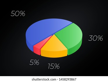 Isometric cycle diagram for infographics. Vector chart can be used for graph, report, presentation, brochure, web design. 3d pie.