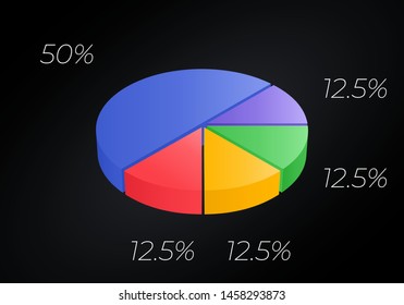 Isometric cycle diagram for infographics. Vector chart can be used for graph, report, presentation, brochure, web design. 3d pie.