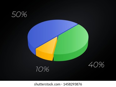 Isometric cycle diagram for infographics. Vector chart can be used for graph, report, presentation, brochure, web design. 3d pie.