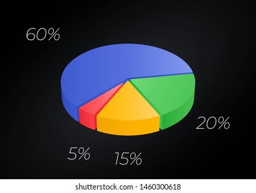 Isometric cycle diagram for infographics. Vector chart can be used for graph, report, presentation, brochure, web design. 3d pie.