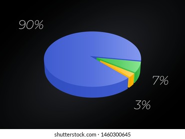 Isometric cycle diagram for infographics. Vector chart can be used for graph, report, presentation, brochure, web design. 3d pie.