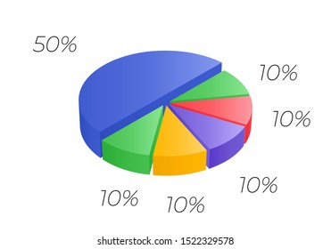 Isometric cycle diagram for infographics. Vector chart can be used for graph, report, presentation, brochure, web design. 3d pie.