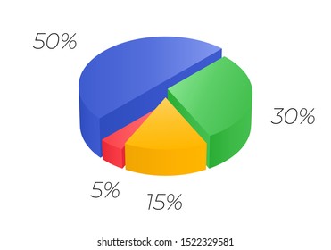 Isometric cycle diagram for infographics. Vector chart can be used for graph, report, presentation, brochure, web design. 3d pie.