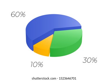 Isometric cycle diagram for infographics. Vector chart can be used for graph, report, presentation, brochure, web design. 3d pie.