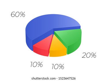 Isometric cycle diagram for infographics. Vector chart can be used for graph, report, presentation, brochure, web design. 3d pie.