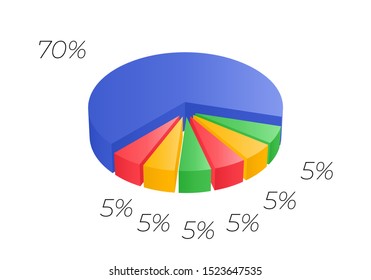 Isometric cycle diagram for infographics. Vector chart can be used for graph, report, presentation, brochure, web design. 3d pie.
