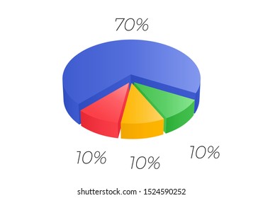 Isometric cycle diagram for infographics. Vector chart can be used for graph, report, presentation, brochure, web design. 3d pie.