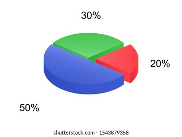 Isometric cycle diagram for infographics. Vector chart can be used for graph, report, presentation, brochure, web design. 3d pie.