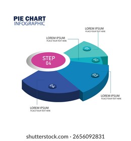 Isometric cycle diagram for infographics. Vector chart with 4 parts