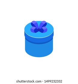 Isometric cylinder gift box. Vector illustration.