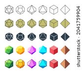 Isometric D4, D6, D8, D10, D12, and D20 Dice Icons for Board Games