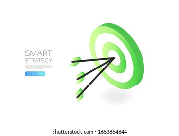 Isometric dartboard, business concept, isolaed on white background