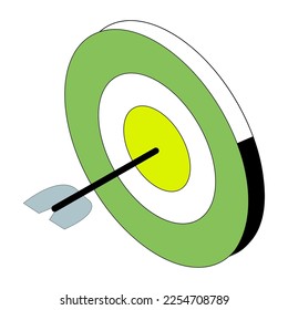 Isometric darts. Target with an arrow on a white background.