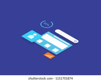 Isometric dashboard web chart vector illustration