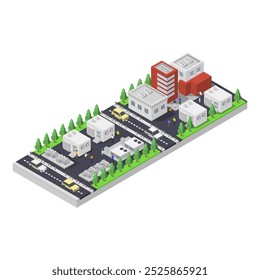 Isometric data center building on background