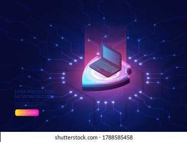 Isometric data protection, computer with hologram shield