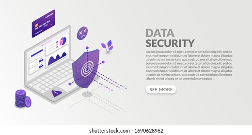 Sistema de protección de datos isométricos y seguridad de la información personal