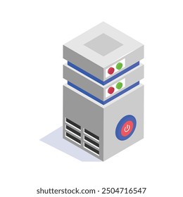 Isometric data server icon, perfect for tech, IT, and network infrastructure designs