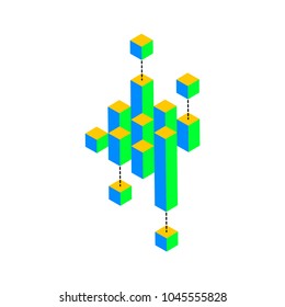 Isometric data transfer illustration with 3D cubes