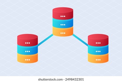 Isometric database backup. File transfer isolated on white background
