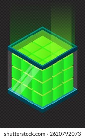 Isometric database. Isometric futuristic server. Big data isometric. Cloud computing and file cloud storage. Isometric technology