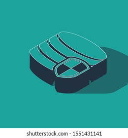 Isometric Database protection icon isolated on green background. Secure database icon.  Vector Illustration