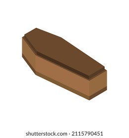 Isometric dead coffin on a background