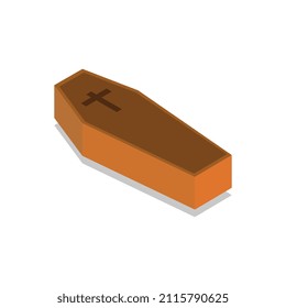 Isometric dead coffin on a background