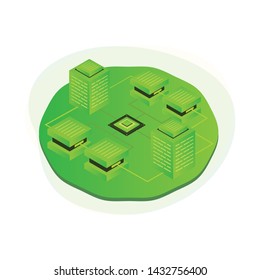 Isometric Decentralized Technology Illustration Gradient Vector