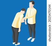 isometric decorative icons illustrated manner and gesture of people greetings in different countries isolated vector illustration