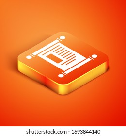 Isométrico Decreto, papel, pergamino, icono de desplazamiento aislado en fondo anaranjado. Desplazamiento chino. Ilustración vectorial