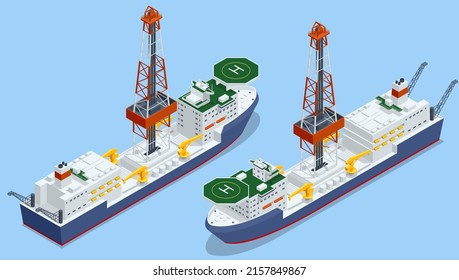 perforación isométrica de aguas profundas para la producción de petróleo y gas, petróleo y gas. Plataforma de perforación flotante en el océano