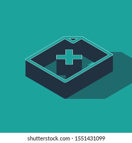Isometric Delete file document icon isolated on green background. Rejected document icon. Cross on paper.  Vector Illustration