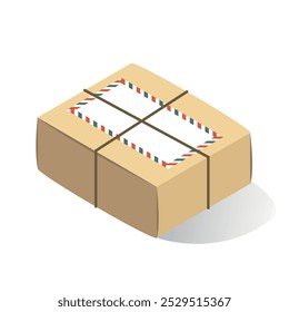 Isometric delivery box featuring classic design and attractive shapes on a clean isolated background that highlights delivery logistics.