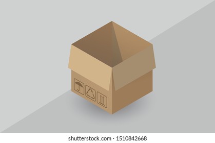 Isometric delivery carton box isolated on white background. 3d Online shipping and transportation vector illustration. Can use for web, apps, infographics