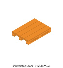 Isometric delivery composition with isolated image of wooden pallet for storing goods vector illustration