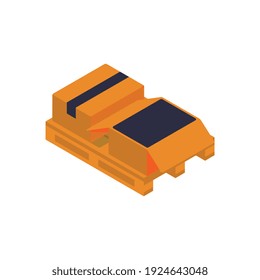 Isometric delivery composition with two parcel boxes standing on wooden pallet vector illustration