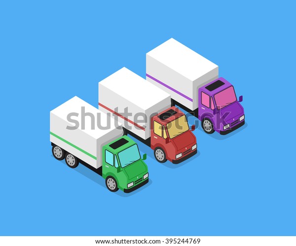 Isometric delivery
lorry car icon. Three 3d delivery vector truck. Service van fast
delivery concept. Isometric cargo vehicle van transport truck car
isolated on blue
background
