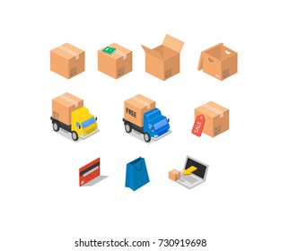 Isometric delivery product shipping set