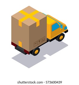 Isometric delivery track box shaped van