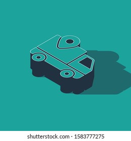 Isometric Delivery tracking icon isolated on green background. Parcel tracking.  Vector Illustration