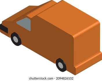 Isometric delivery van icon vector illustration