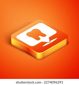 Isometric Dental clinic location icon isolated on orange background.  Vector