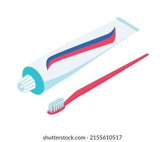 Composición odontológica isométrica con cuidado dental aislado e íconos médicos ilustración vectorial