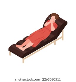 Isometric depression composition with isolated human character of affected person vector illustration