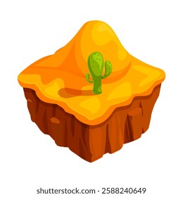 isometric desert landscape with cactus, vector illustration