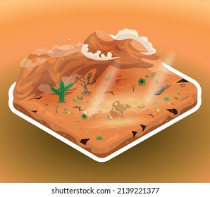 Isometric Desert Landscape. Isometric Desert Vector Illustration